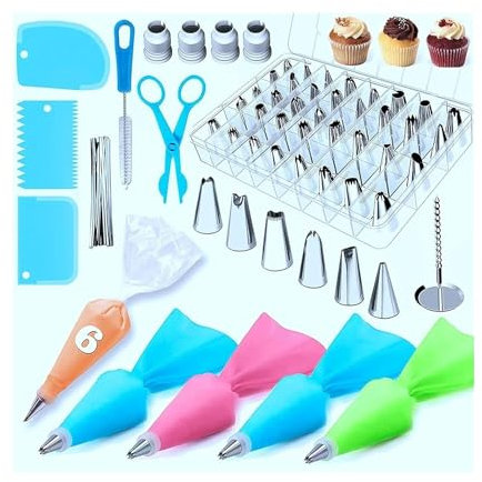 Cake Piping Tips Cake Piping Tips 72 Pcs Cake Decorating with Icing Tips Pastry Bags Nozzles Coupler DIY Baking Tools Piping Nozzle Kit Portable