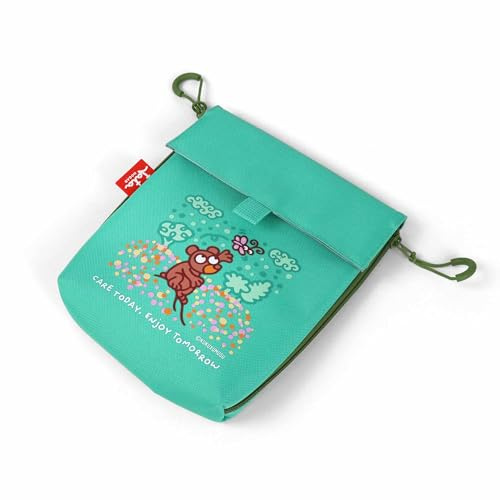 JATA HOGAR HPOR7202 - Bolsa Almuerzo Infantil. Cierre de Velcro. Con Etiqueta Identificativa. Con Colgador y Mosquetón. Interior Impermeable. Hecho con Material Reciclado