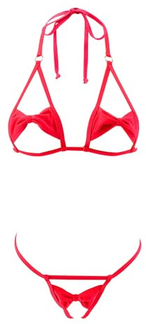 SHERRYLO mikrosträng bikini slutty grenlös extrem bikini sexig exotisk mini string baddräkt snål baddräkt, 17119-röd, one size