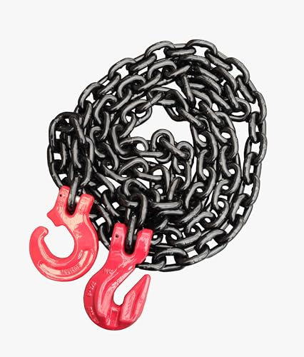 Forstkette Rückekette Chokerkette 10mm 6300daN Forsthaken Verkürzungshaken Chokerkette GK8 Nutzlänge: 4m schwarz lackierte Kette nach EN818-2 hochfest und geprüft