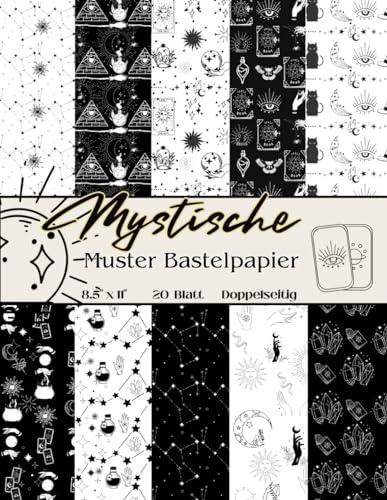 Bastelpapier Mystische Muster: Scrapbooking Papier Hexen Und Magie | Din A4, 20 Blätter, Doppelseitig I Junk Journal Dekor I Washi Tape I Karten Herstellung | Dekoratives Motivpapier Astrologie