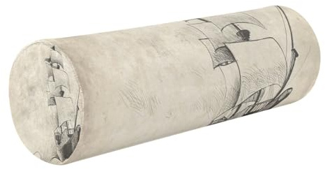 TecEr Vintage-Sketch-Galleon Background Memory Foam Neck Roll Pillow for Sleeping, Cervical Bolster Round Pillow with Removable Cover for Neck,Back,Legs,Ideal for Spine,Neck Support