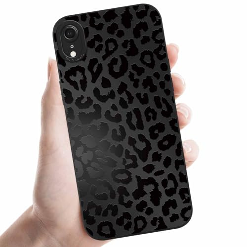 Coalbooliy Handyhülle für iPhone XR hülle 6,1'', Aesthetic Leopard Leoparden Muster Design Schwarz Weiche TPU Silikon Stoßfest Kameraschutz Schutzhülle Bumper Ultra Dünn Mädchen Case, 04