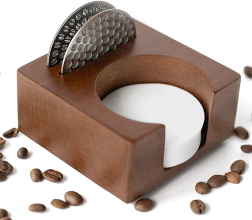 Ulirds 2 IN 1 Holder Stand For the Coffee Filter Paper and Espresso Puck Screen,Sapele Premium Solid Wood Organizer For Tidying Espresso Accessories(Filter Not Included) (for 51/54mm)