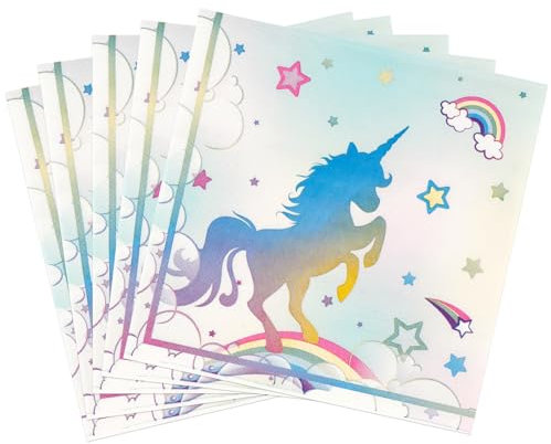 WERNNSAI Einhorn Partyserviettenzubehör – 50 Stück Regenbogen Einhorn Esspapierservietten Einweg Einhorn Geburtstagsparty Dekorationen für Babypartys Mädchengeburtstagsparty Zubehör