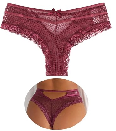 ohyeahlady Thongs for Women, Mesh Lace Tangas Briefs Sexy French Knickers | XS-4XL, Geometric Sheer Mesh, Seductive Keyhole Detail, Flattering V-Shape Waist, Soft Cotton Crotch, Stretchy & Breathable