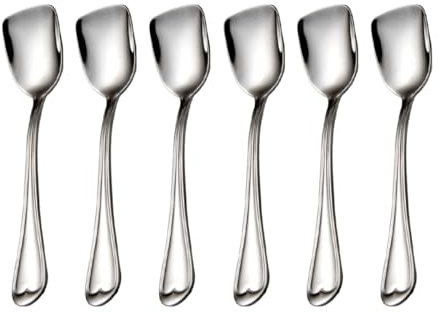 faderic Ice Cream Spoons, Shovel Spoon 6pcs,18/10 Stainless Steel Dessert Spoons 6.0-inch, Silver