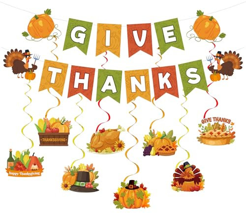 Spirale del Banner del Ringraziamento,17pcs Set di Decorazioni Autunnali - Decorazione a Spirale del Autunno Ringraziamento Striscione di Carta per Decorazioni Autunnali
