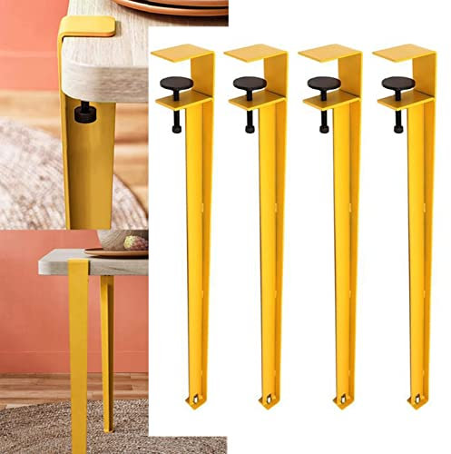 Furniture Legs,Legs for Tables,Adjustable Metal Table Clamp Leg for DIY Furniture 4 Pack No Drill Installation Includes Protection Pad & Allen Key 40cm Red(Yellow,71cm)
