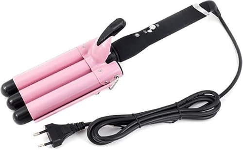 SQUADO Piastra per Capelli Professionale a 3 Ferri Ondulatore, Arricciacapelli, Riccio Onde, Rosa