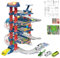 4 Storey Kids Parking Garage Toy Set with Spiral Race Tracks,Colour Changing Car, Electric Lift,Vehicle Playsets Race Car Ramp Track Toy, Die-Cast Vehicles & Carrier Plane for Ages 3+ (D)