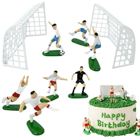 Set di 2 decorazioni per torte a tema calcio, 7 pezzi, decorazioni per torte a tema sportivo, decorazioni per feste di compleanno, feste prenatali