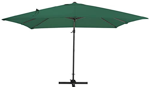 Garden parasols Green Rotate Parasol Hanging Cantilever and Base 3m Patio Garden Umbrella Sun Shade Canopy Outdoor parasols