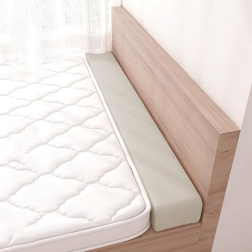 Extension de matelas avec housse amovible et lavable, extension de lit pour tête de lit, coussin de soutien de pont de lit, coussin de traversin éponge (180 x 12 x 15 cm, beige)
