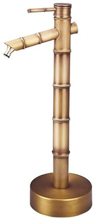 Colonna d'acqua da giardino in bambù antico con rubinetto in rame 50,8 cm resistente al gelo rubinetto decorativo esterno per cortile elegante fontana per paesaggistica