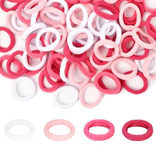 100 st Baby Hårsnoddar, Rosa Mjuka Hårband för Flickor, Söta Håraccessoarer för Spädbarn, Barn och Småbarn