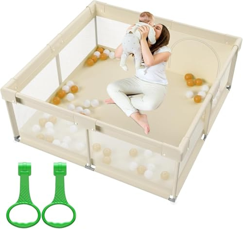 Cafolatt Large Baby Playpen - 150x150cm Play Pen for Babies & Toddlers, Safety Baby Fence Play Area, Indoor Twins Play Yard