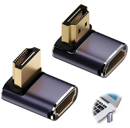 2 unidades de 90 grados de ángulo 8 K Mini HDMI adaptador, conector en ángulo HDMI 2.1, extensor compatible con 8 K @ 60 Hz / 4 K @ 120 Hz 48 Gbps adaptador de vídeo de alta velocidad adaptador de