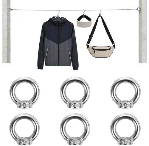 6 Pcs Ecrou M8, Écrou à Anneau, Écrous à œil en acier inoxydable 304, boulons à œil, Écrous Annulaires pour levage ornements, pots de fleurs, supports de balançoire (M8)