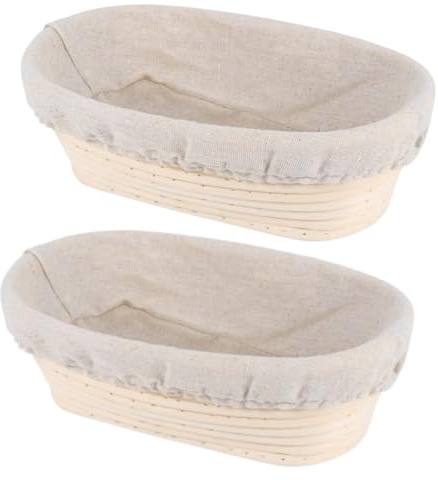 2 Cestini Lievitazione Pane, Cestino Lievitazione Pane, Ciotolas Ovale in Viminis per Fermentazione Dellimpasto, Attrezzo Da Forno Tradizionale per Panificazione Casaling