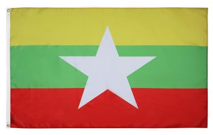 AZ FLAG Flagge Myanmar 150x90 cm Fahne Birmanische Polyester 100D 2 Ösen | Für innen und außen dekorative Flagge doppelte Nähte und verstärkte Kanten mit Metallösen 100D Polyester
