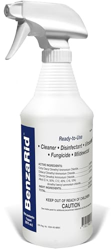 BenzaRid Hospital Disinfectant Virucide Spray Kills 99.99% of MRSA, COVID-19, H5N1, Staph, Avian Flu, Bacteria & Mold | EPA Reg. for Medical, Dental, Veterinary, Farm & Home Use 32 oz