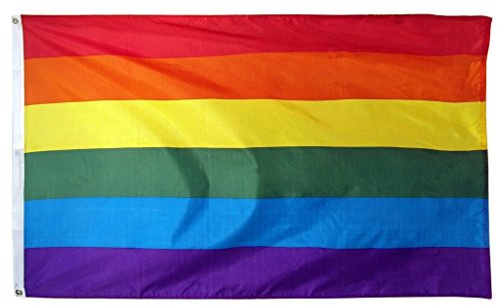 Nava 1,5 m x 0,9 m, großes Polyester, zum Aufhängen, Regenbogen, Schwulen, Lesben, LGBT-Flagge, Pride Parade, Frieden