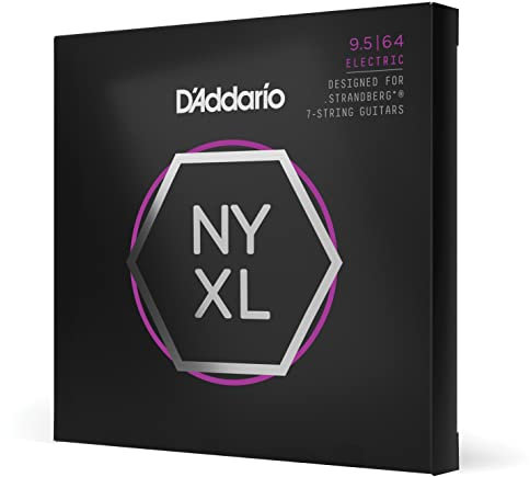 D'Addario Premium Saiten 7-Saiter Strandberg-Gitarre | HÖCHSTE QUALITÄT DER BELIEBTESTEN SAITENMARKE | NYXL09564SB |NY Stahl |Custom Light (9.5-64)