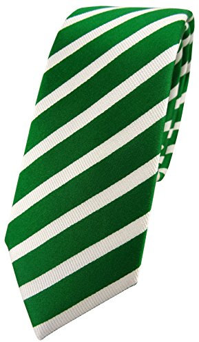 TigerTie schmale Designer Seidenkrawatte in grün knallgrün silber gestreift - Krawatte 100% Seide