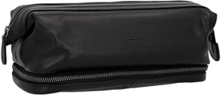 Gusti Waschtasche Leder - Quinn Kulturtasche Schminktasche Schwarz Leder