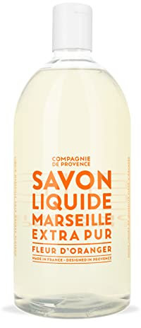 La Compagnie de Provence - Recharge 1L Savon Liquide de Marseille - Fleur d'Oranger - Pour Corps et Mains - Made in France
