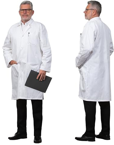 ZOLLNER Herren Laborkittel - Arztkittel mit praktischen Taschen und Druckknöpfen - Baumwolle - Größe 44-60 - waschbar bis 95°C - Oeko Tex® zertifiziert, 140
