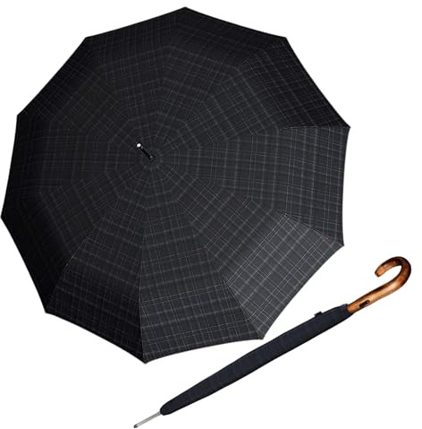 Knirps Stockschirm S.770 Long Automatic Men´s Prints Grau, 111 cm, Men's Prints Check (Schwarz)