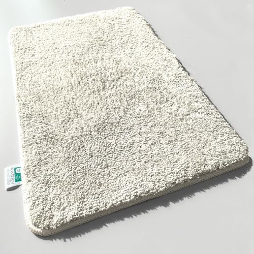 casa pura Badematte Hochflor Sky Soft - Weicher, Flauschiger Badezimmerteppich in Shaggy-Optik - Badvorleger rutschfest waschbar - schadstoffgeprüft - 16 Farben in 6 Größen (80x150 cm, Creme/Ivory)