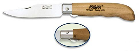 MAM Navaja Bloqueo Hoja 8,5 cm para Caza, Pesca, Camping, Outdoor, Supervivencia y Bushcraft 14025 + Portabotellas de regalo