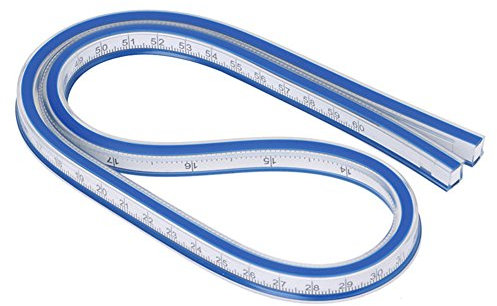 INGHU Curve-Lineal, 30-60 cm, flexibel, Gebogene Lineal für Zeichnungen, biegsames Design, Messen von Zeichnungen, 40 cm, Weiß und Blau, weiß/blau, 60 cm