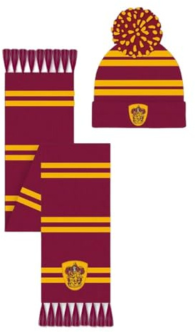 Harry Potter Gryffindor Set Wintermütze und Schal, Rot, Einheitsgröße