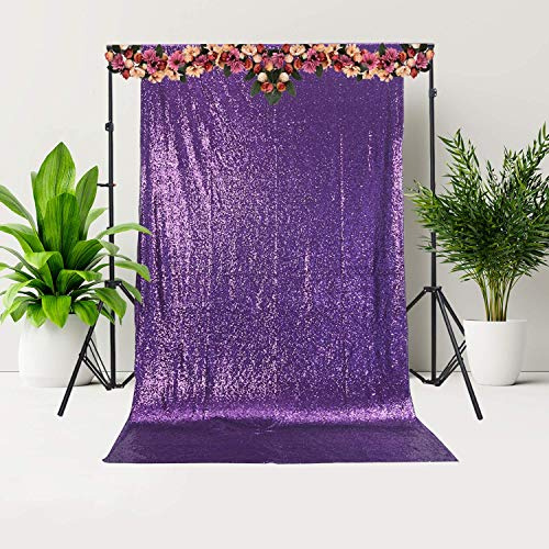 WedDecor Paillette Toile de Fond Rideau Violet 4ft x 7ft Mariage Noël Anniversaire Fête Celebrations Événements Photo Studio Brillant Photographie Fond