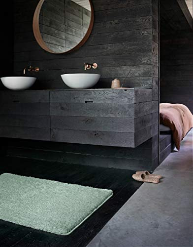 Wecon Home Basics Badteppich, Badematte, kuscheliger Flauschiger weicher Flor, rutschfest und waschbar, Joris (55 x 65 cm, mintgrün)