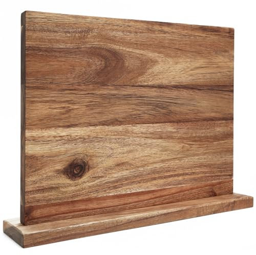 Uniharpa Magnetic Knife Block - Acacia Wood, Double Sided, 16x12 Inch, Strong Magnets for Knife Storage, Easy Installation