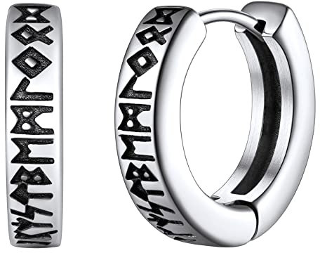 FaithHeart Edelstahl Viking Rune Ohrringe für Herren Jungen Viking Rune Creolen Ohrstecker Wikinger Ohrschmuck mit Geshenkebox für Freunden Ehemann