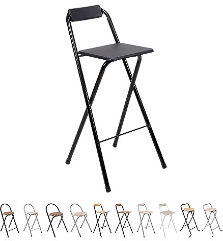 THE SECRET HOME - Pack de 1,2 y 4 Taburetes Altos con Respaldo- Asiento Plegable de Metal y Madera - Ideal para Cocina