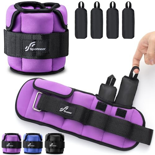 Sportneer Verstellbare Knöchelgewichte: Verbesserte Verstellbare Beingewichte, Gewichtsmanschetten Gewichte für Fitnessstudio, Fitness, Workout, 0,5–2,3 kg pro Knöchel, 0.9-4.5 kg pro Paar