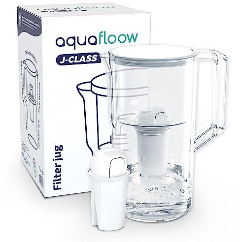 Aquafloow Caraffa Filtrante 2,5L Caraffa per Acqua + Filtro Acqua - Cartuccia Compatibile con Dafi Classic, Brita Classic, Aquaphor Standard | Brocca Acqua Filtrante Riduce Calcare | Senza BPA