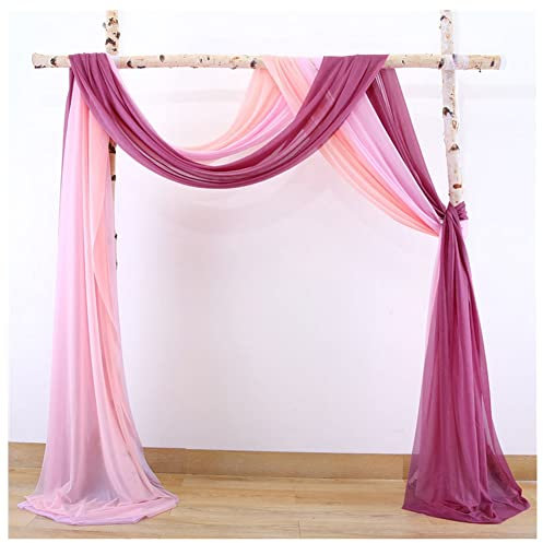 SHTGOI 3 Stück Hochzeitsbogen Vorhang Hochzeit Bogenvorhäng Tüll Drapierstoff Traubogen Querbehang Hochzeitsdekoration Hintergrund Gaze Vorhänge 75 * 600cm Rosa+Bohnenpastenpulver+Hellrosa