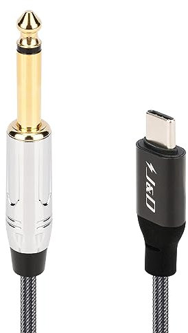 J&D USB Type C auf 6,35mm 1/4 Zoll TS Gitarren-Audiokabel, Mikrofonkabel für Audioaufnahmen, Bass, Elektronisches Klavier, Kompatibel mit iPhone 15/16 Serie, 2 M