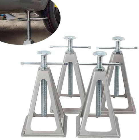 ECUTEE Stützböcke Set 4 PCS Stützen für Anhänger Wohnwagen Caravan Stützbock, Stützplatten Wohnwagen Stützen Wohnmobil Stützbock Höhenverstellbar, Tragfähigkeit je 900kg ges. 3600kg.