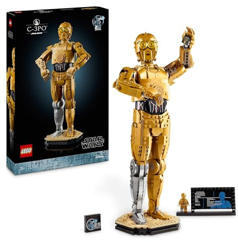 LEGO Star Wars C-3PO Figure - Collectible Display Model Kit for Adults - incl. a Stand, Information Plaque & a Minifigure - Gift Idea for Fans 75398