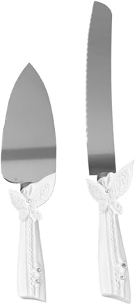 Mikinona 2pièces Set De Couteaux à Gâteau De Mariage Et Éléments Décoratifs Élégants Pour Réception Anniversaire Et Baptême Souvenir Pratique Pour Mariage Et Fête