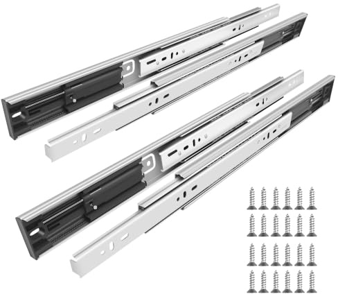 45 mm Kugelvollauszug mit Soft-Close, Vollauszug Schubladenschienen 450mm, Teleskopschienen aus kaltgewalztem Stahl, Tragkraft bis 45 kg, Seitenmontage, herausnehmbar, 2 paar